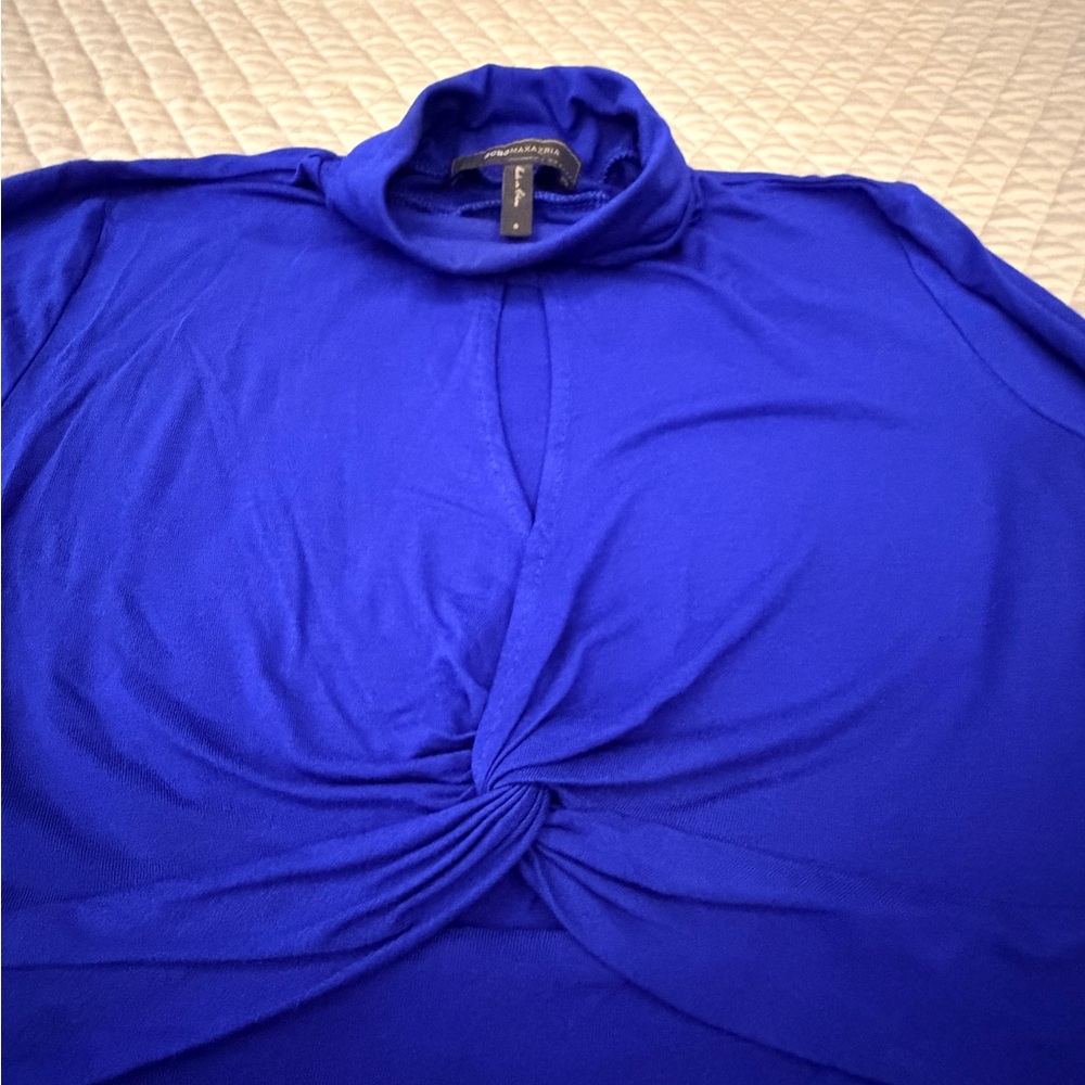 BCBGMaxAzria Cobalt Blue Twist Front Crop Top - Picture 3 of 6